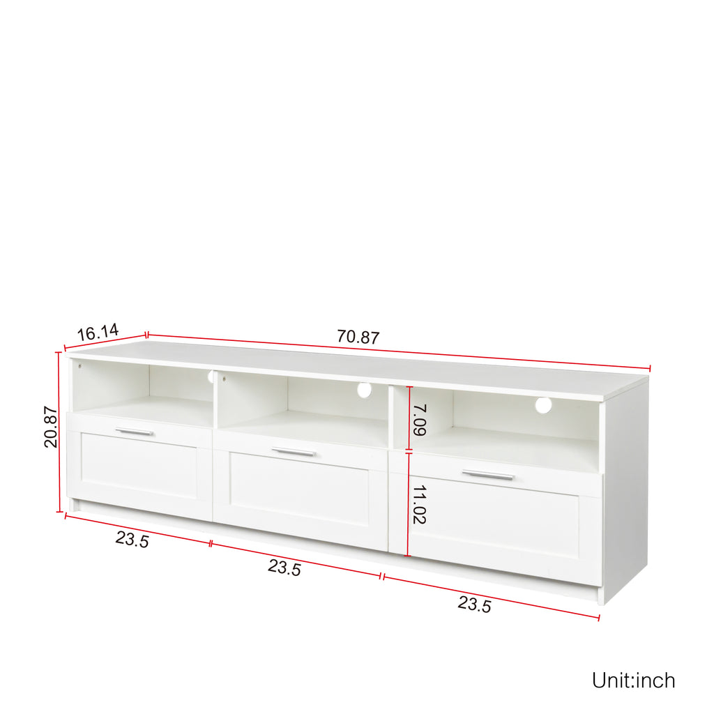 Leoglint White modern minimalist TV cabinet 80 inch TV stand, open locker Living Room Bedroom