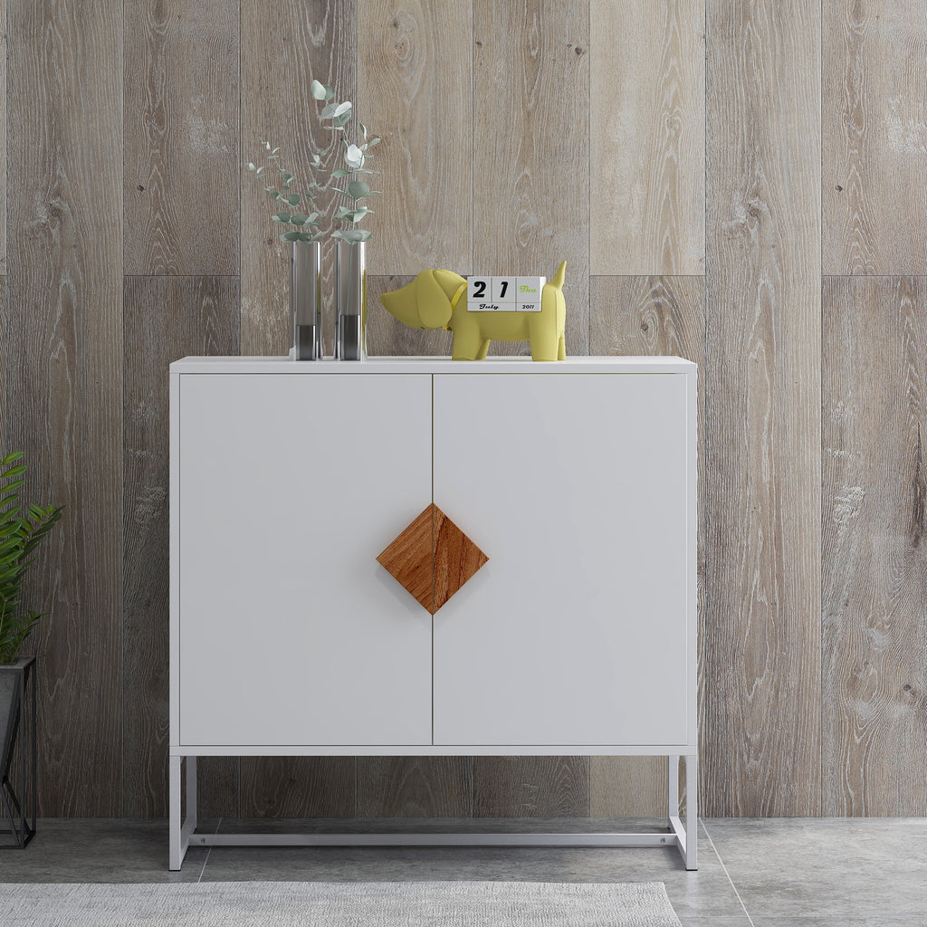 Leoglint Solid wood square shape handle 2 doors sideboard