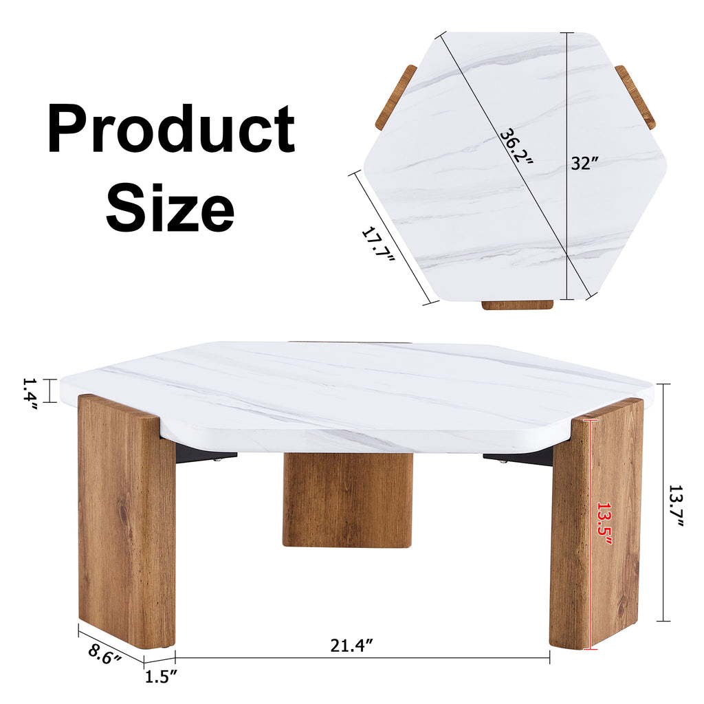 Leoglint Modern practical MDF coffee table with white tabletop and wooden toned legs. Suitable for living rooms and guest rooms.