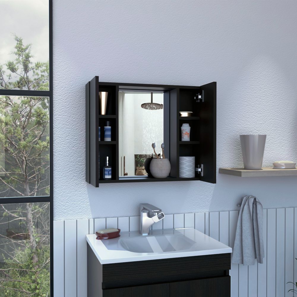 Leoglint Draco Medicine Cabinet, Mirror, Double Door, One External Shelf