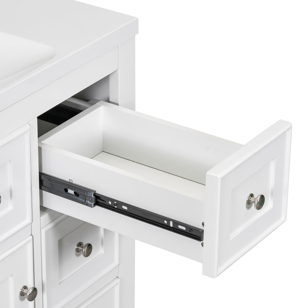 Leoglint 36" Bathroom Vanity without Sink, Cabinet Base Only, One Cabinet and Six Drawers, White