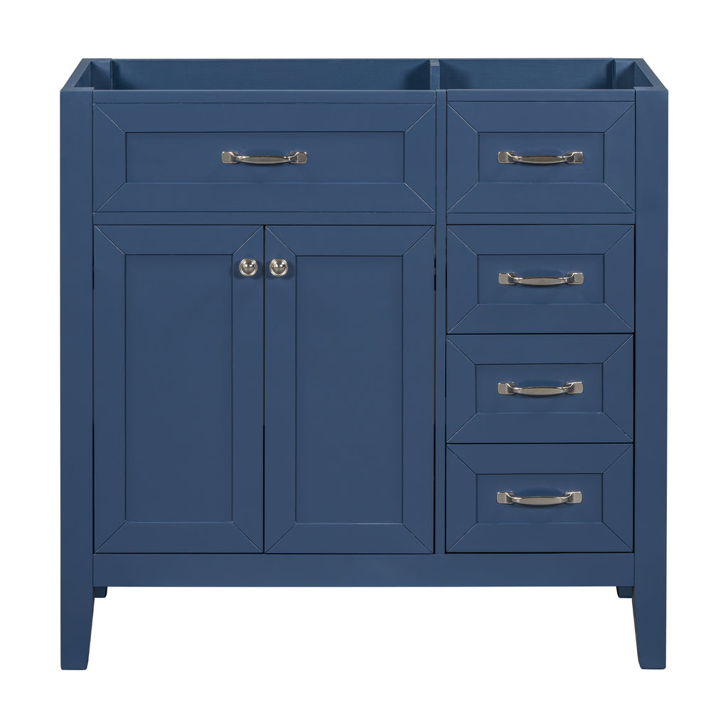 Leoglint 36" Bathroom Vanity without Sink, Cabinet Base Only, Bathroom Cabinet with Drawers, Solid Frame and MDF Board, Blue