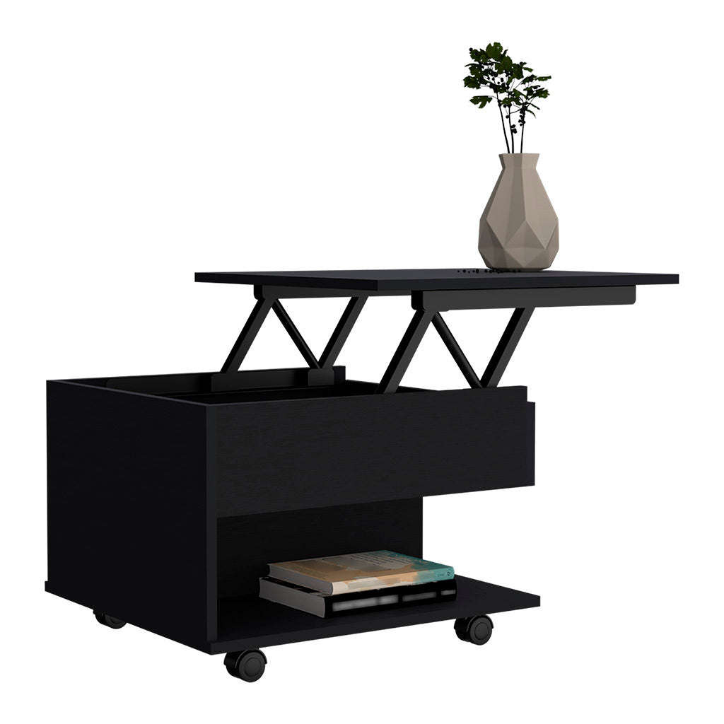 Leoglint Luanda Lift Top Coffee Table, Casters, One Shelf -Black