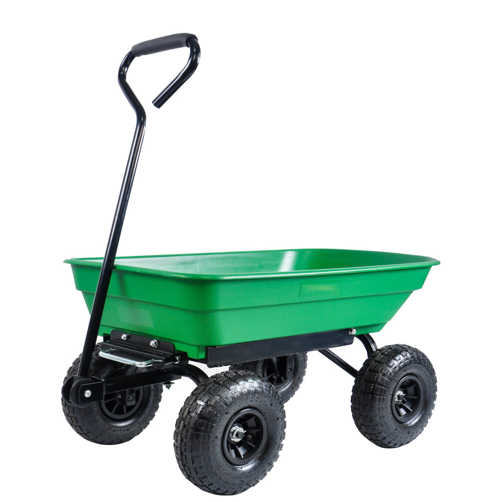 Leoglint Garden Cart with Steel Frame Outdoor Wagon with 10 Inch Pneumatic Tires, 55L Capacity, Green