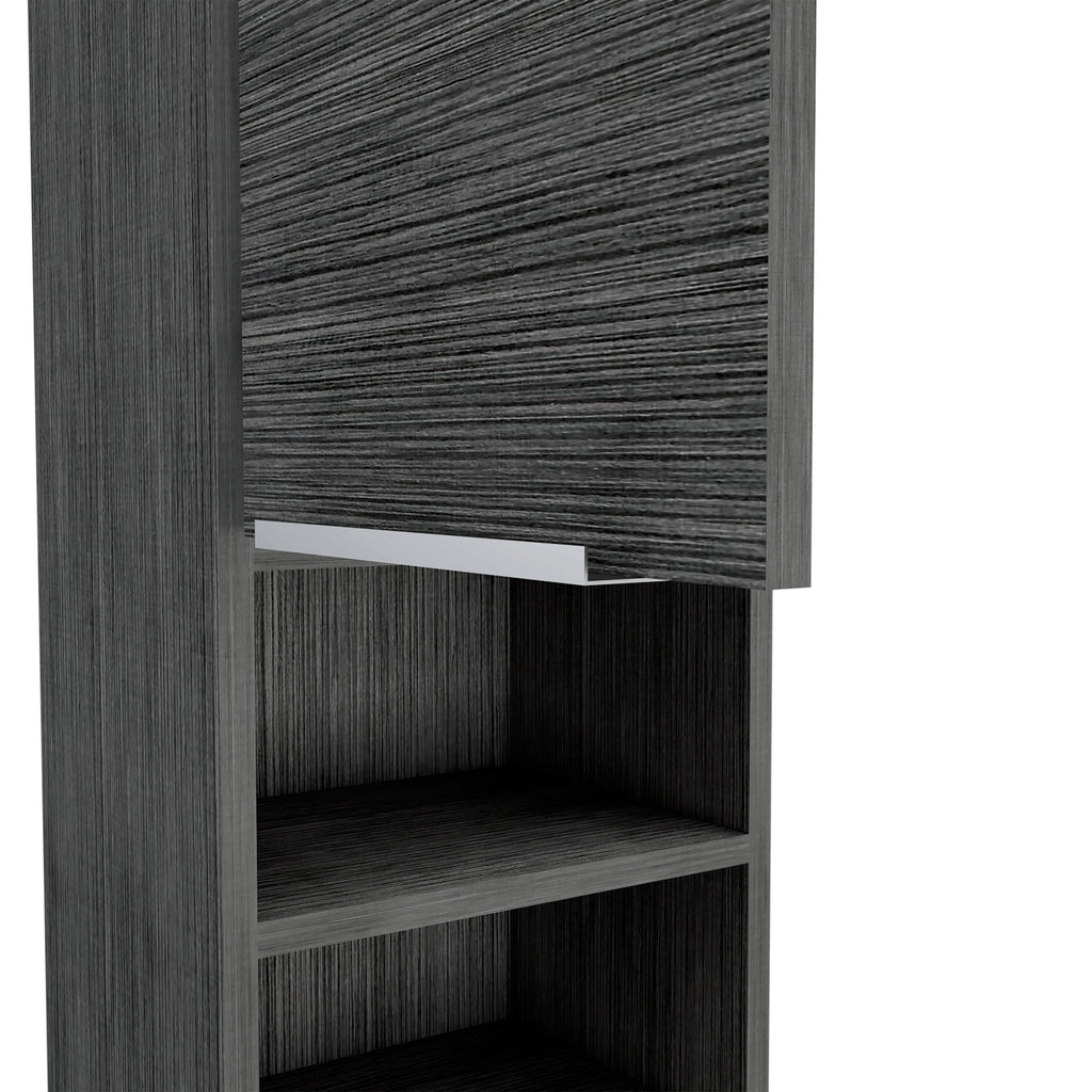 Leoglint Medicine 32H" Single Door Cabinet, Two External Shelves, Two Interior Shelves, Smokey Oak