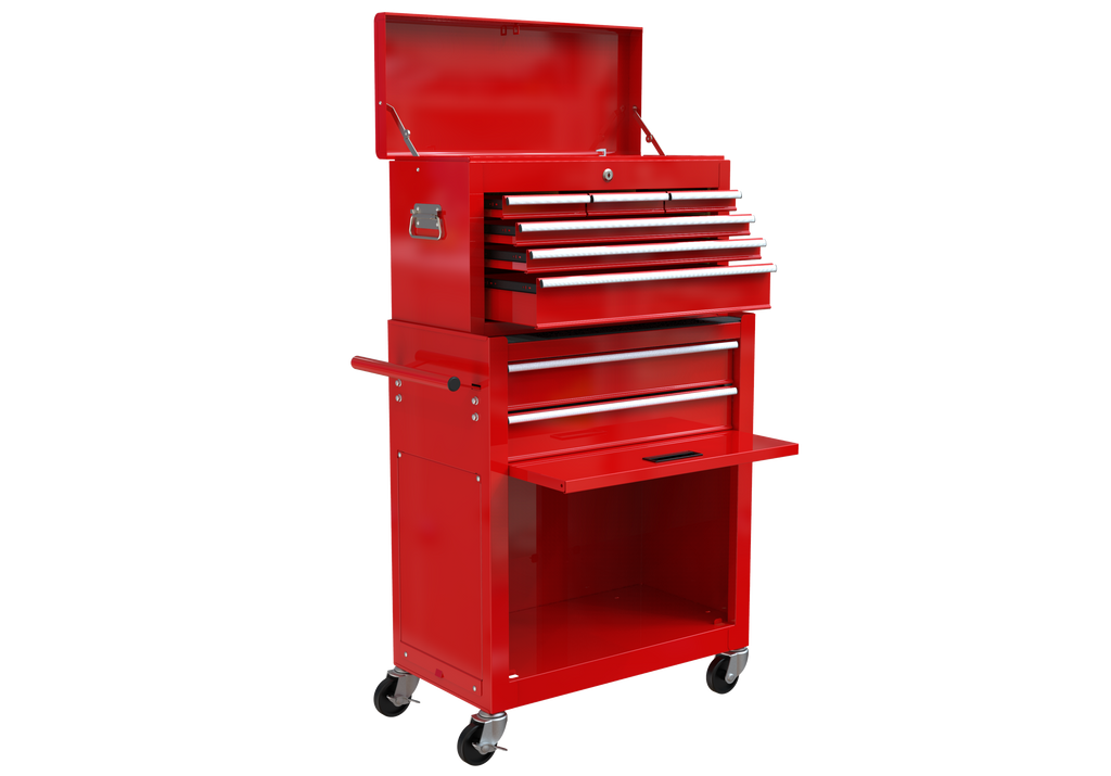 Leoglint High Capacity Rolling Tool Chest with Wheels and Drawers, 8-Drawer Tool Storage Cabinet--RED