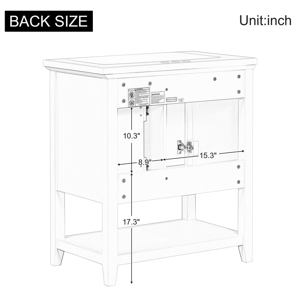 Leoglint 30" Bathroom Vanity without Sink Top, Cabinet Base Only, Vanity with Multi-Functional Drawer, White