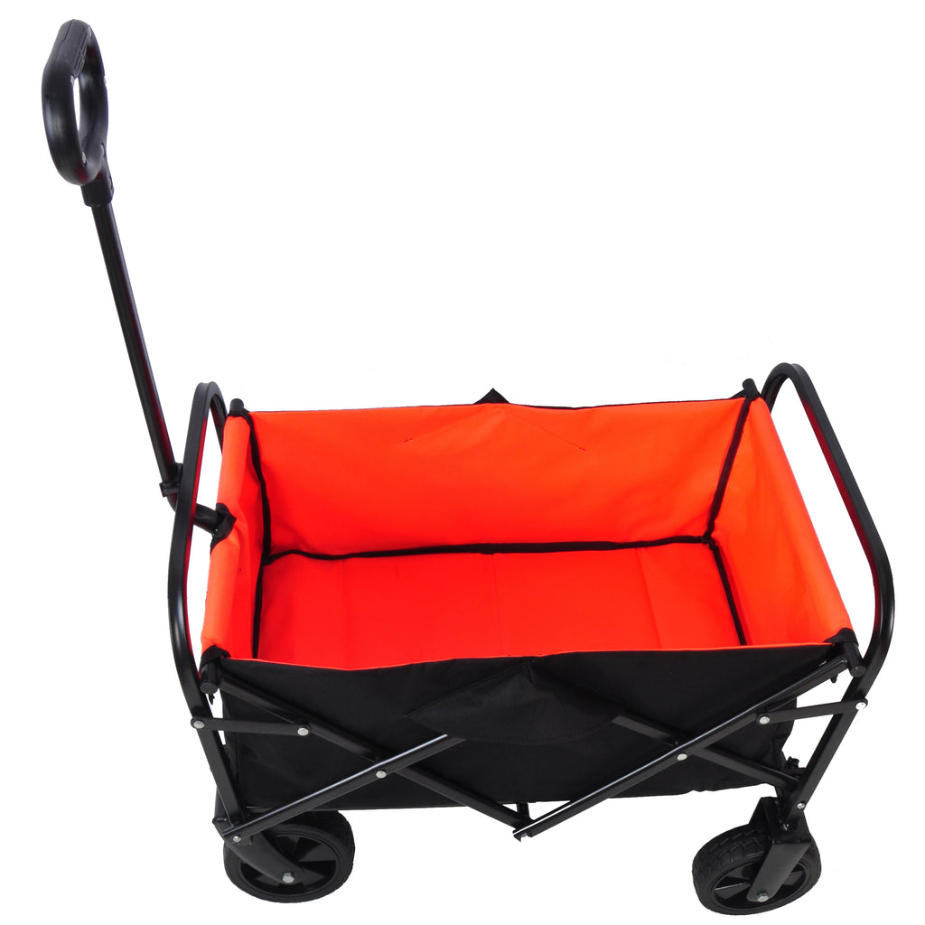 Leoglint Garden cart Mini Folding Wagon Garden Shopping Beach Cart (black+yellow)