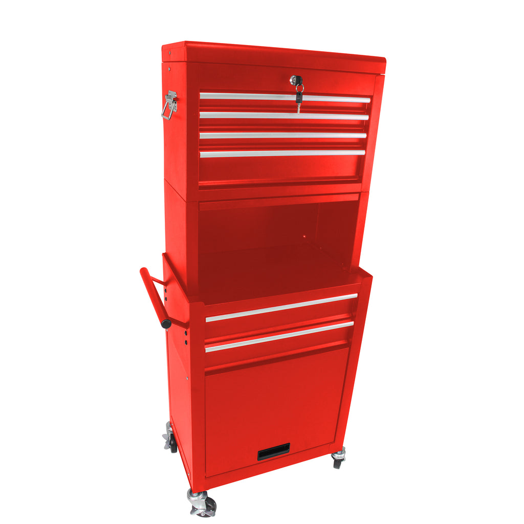 Leoglint High Capacity Rolling Tool Chest with Wheels and Drawers, 6-Drawer Tool Storage Cabinet--RED