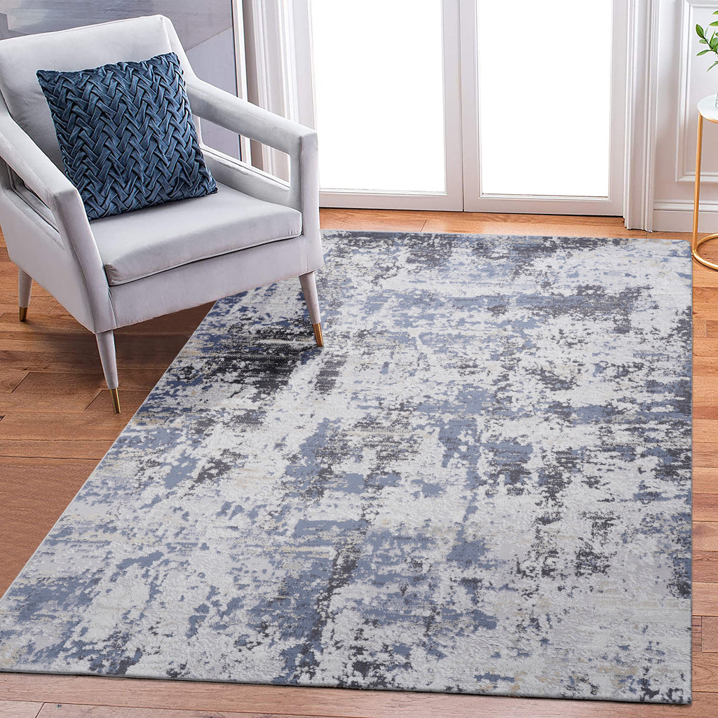 Leoglint 8X10 Grey/Denim /Abstract Non-Shedding Living Room Bedroom Dining Home Office Stylish and Stain Resistant Area Rug