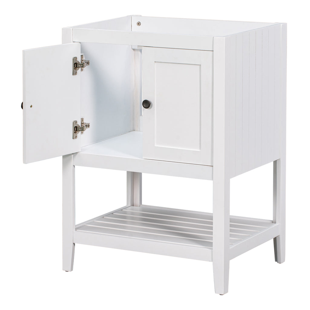 Leoglint 24" Bathroom Vanity Base Only, Soild Wood Frame, Bathroom Storage Cabinet with Doors and Open Shelf, White