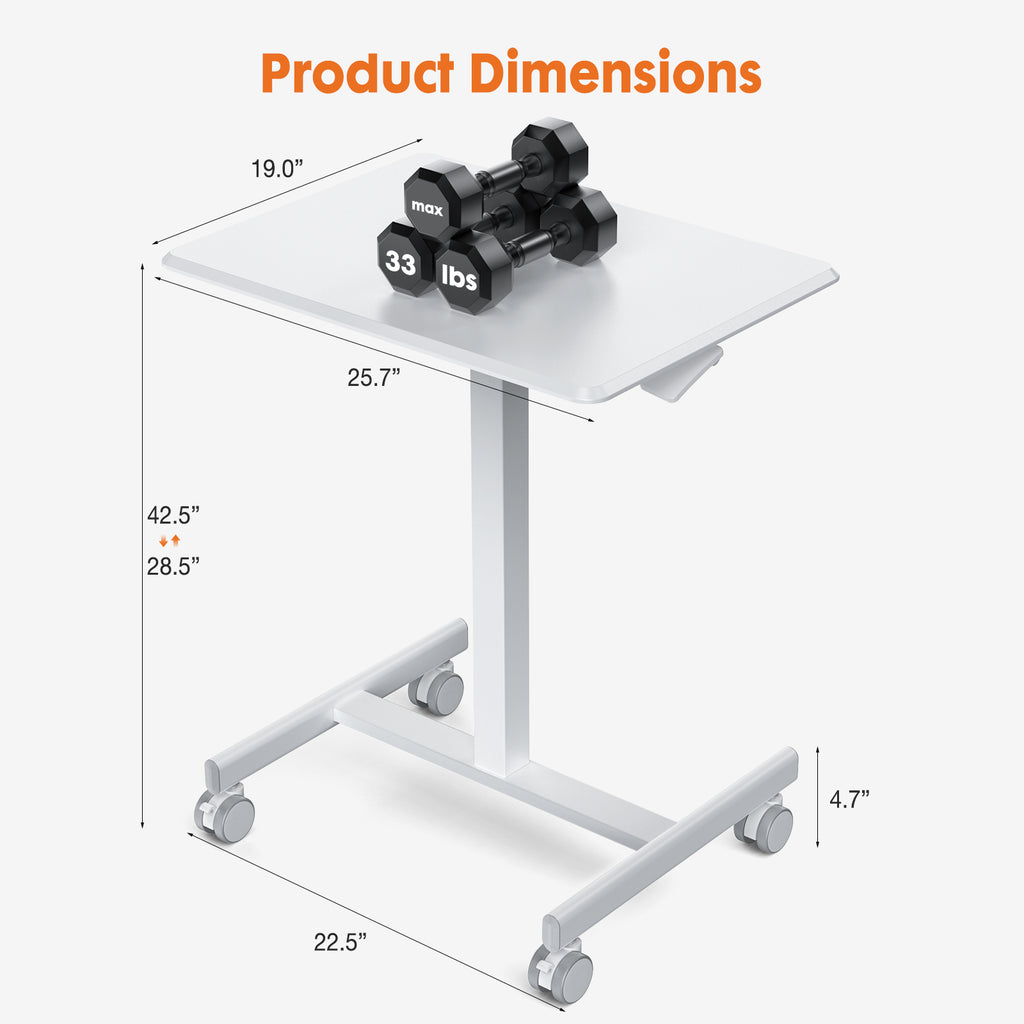 Leoglint Sweetcrispy Small Mobile Rolling Standing Office Desk Rolling Desk Laptop Computer Cart for Home