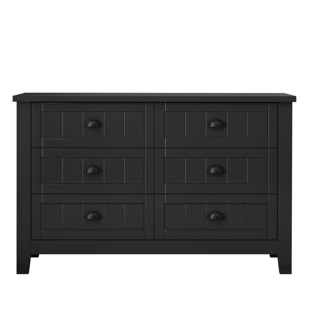 Leoglint Drawer Dresser BAR CABINET side cabinet,buffet sideboard,buffet service counter, solid wood frame,plasticdoor panel,retro shell handle,applicable to dining room, living room, kitchen ,corridor,black