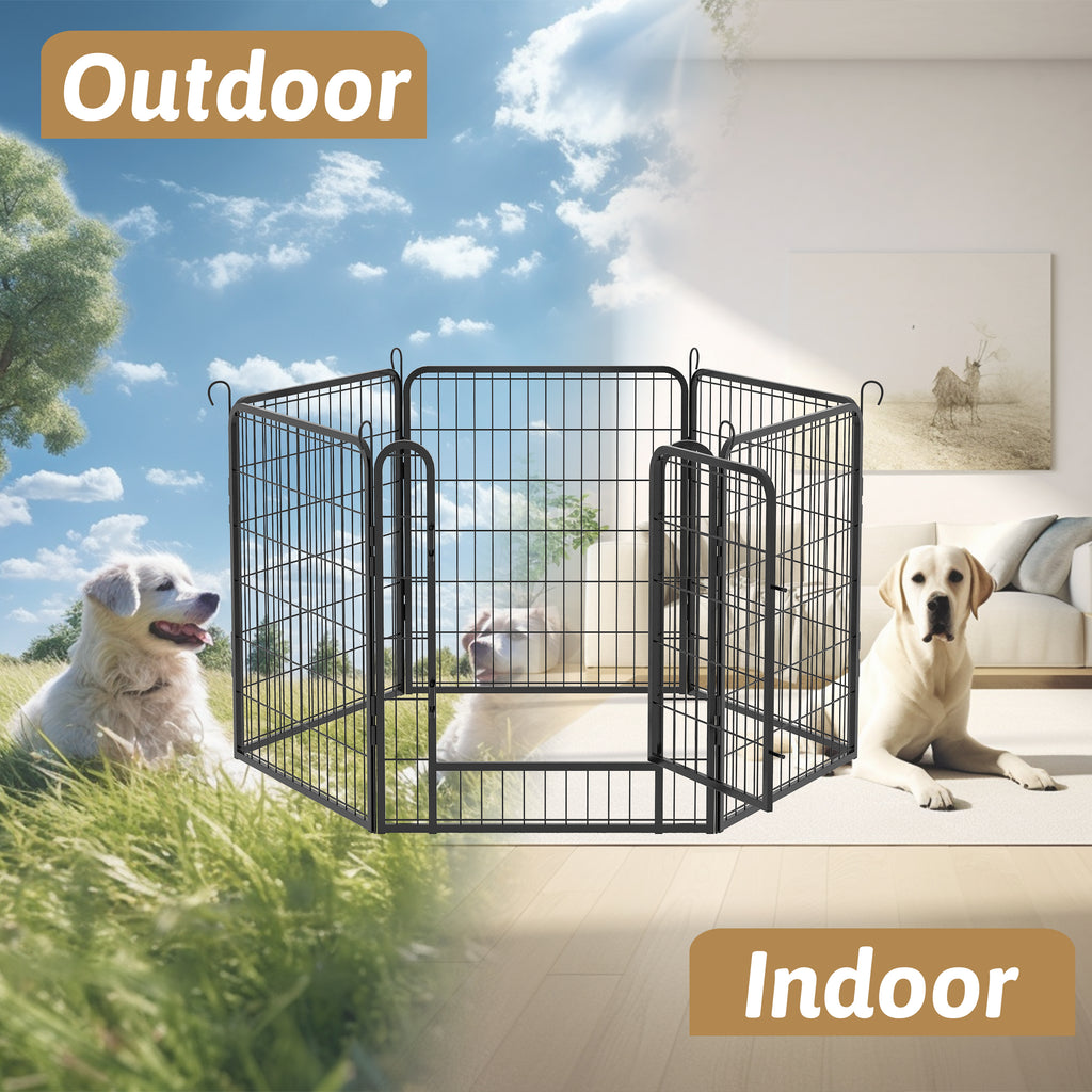 Leoglint 6 Panels Heavy Duty Metal Playpen with door,31.7"H Dog Fence Pet Exercise Pen for Outdoor, Indoor