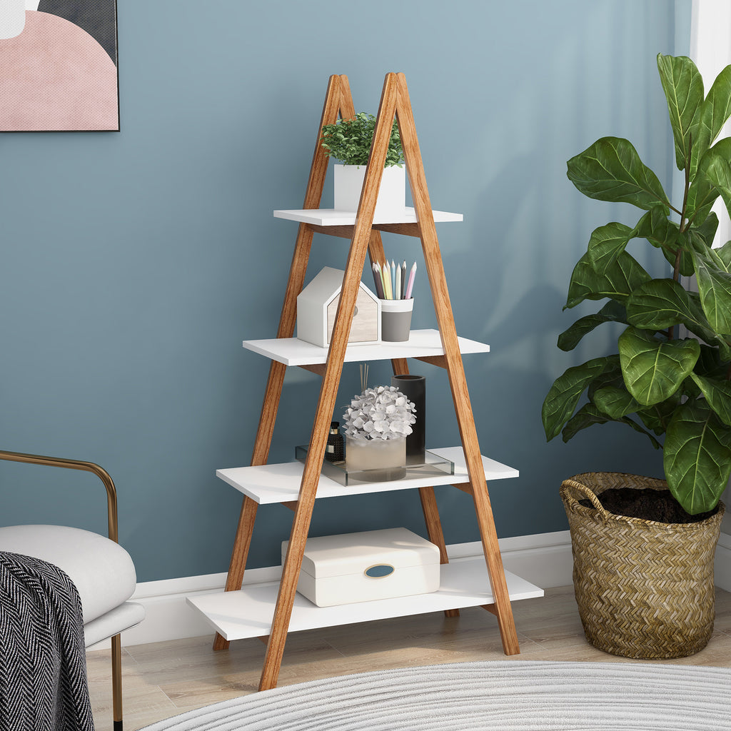 Leoglint Solid bamboo wood oxford “A”frame ladder display bookshelf