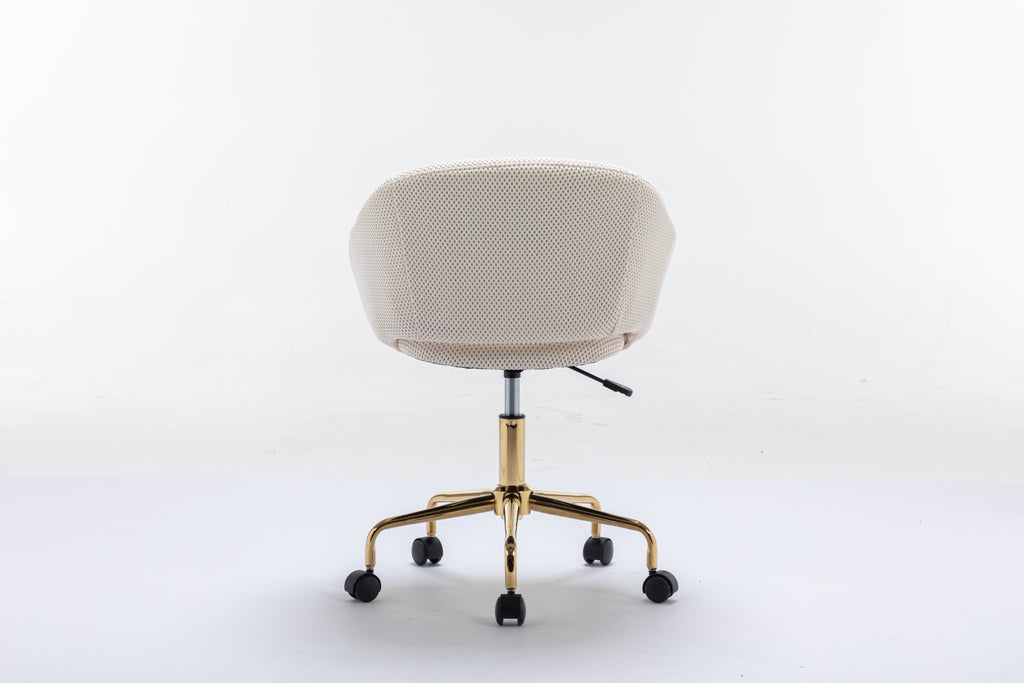 Leoglint 047-Mesh Fabric Home Office Chair 360°Swivel Adjustable Height With Gold Metal Base,Beige