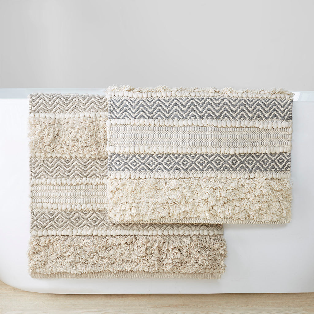 Leoglint Woven Texture Stripe Bath Rug