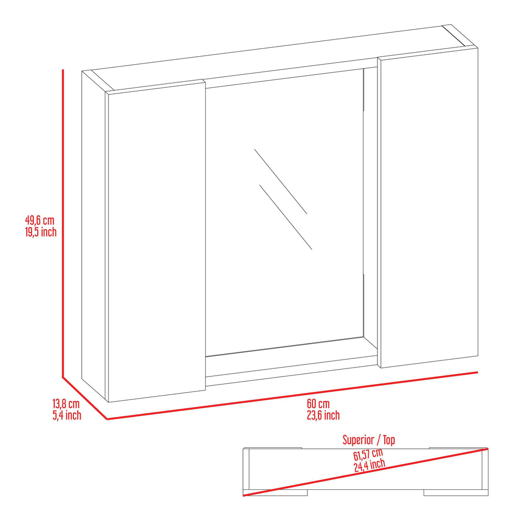 Leoglint Draco Medicine Cabinet, Mirror, Double Door, One External Shelf