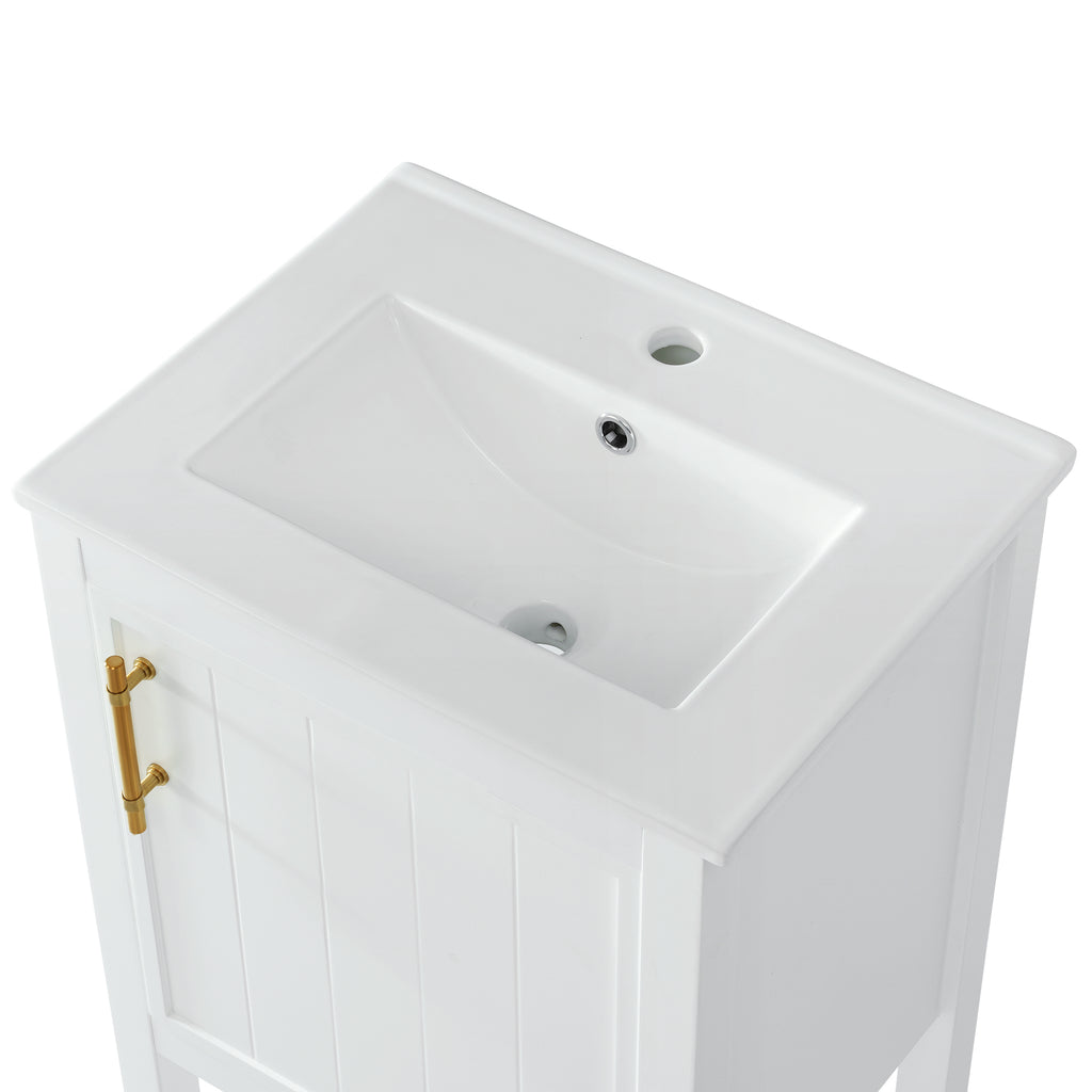 Leoglint 20" Bathroom Vanity with Sink, Bathroom Cabinet with Soft Closing Door, Storage Rack and Open Shelf, White