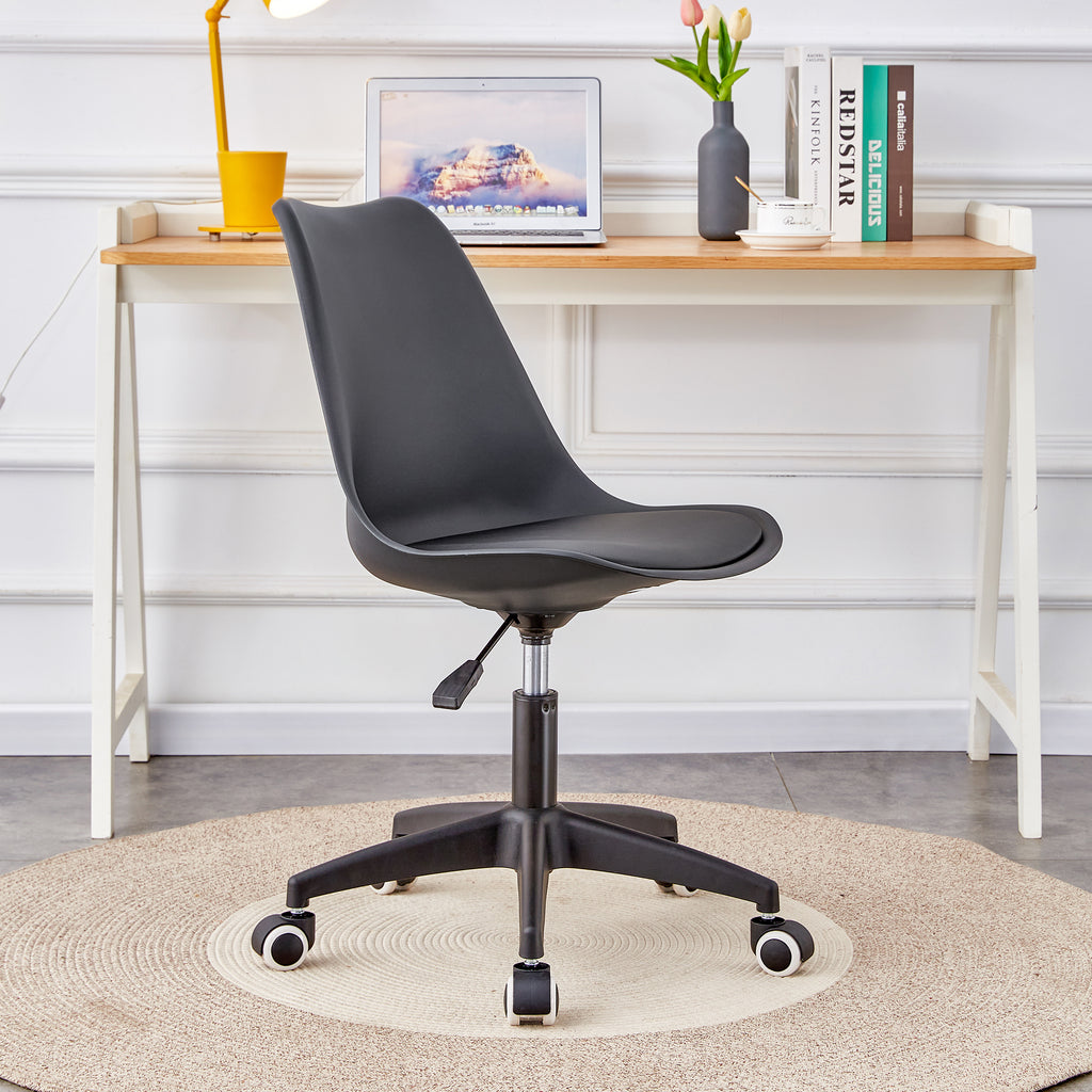 Leoglint Modern family black Office chair, adjustable 360 ° swivel chair engineering plastic armless swivel computer chair, suitable for living room, bedroom, office, hotel dining room