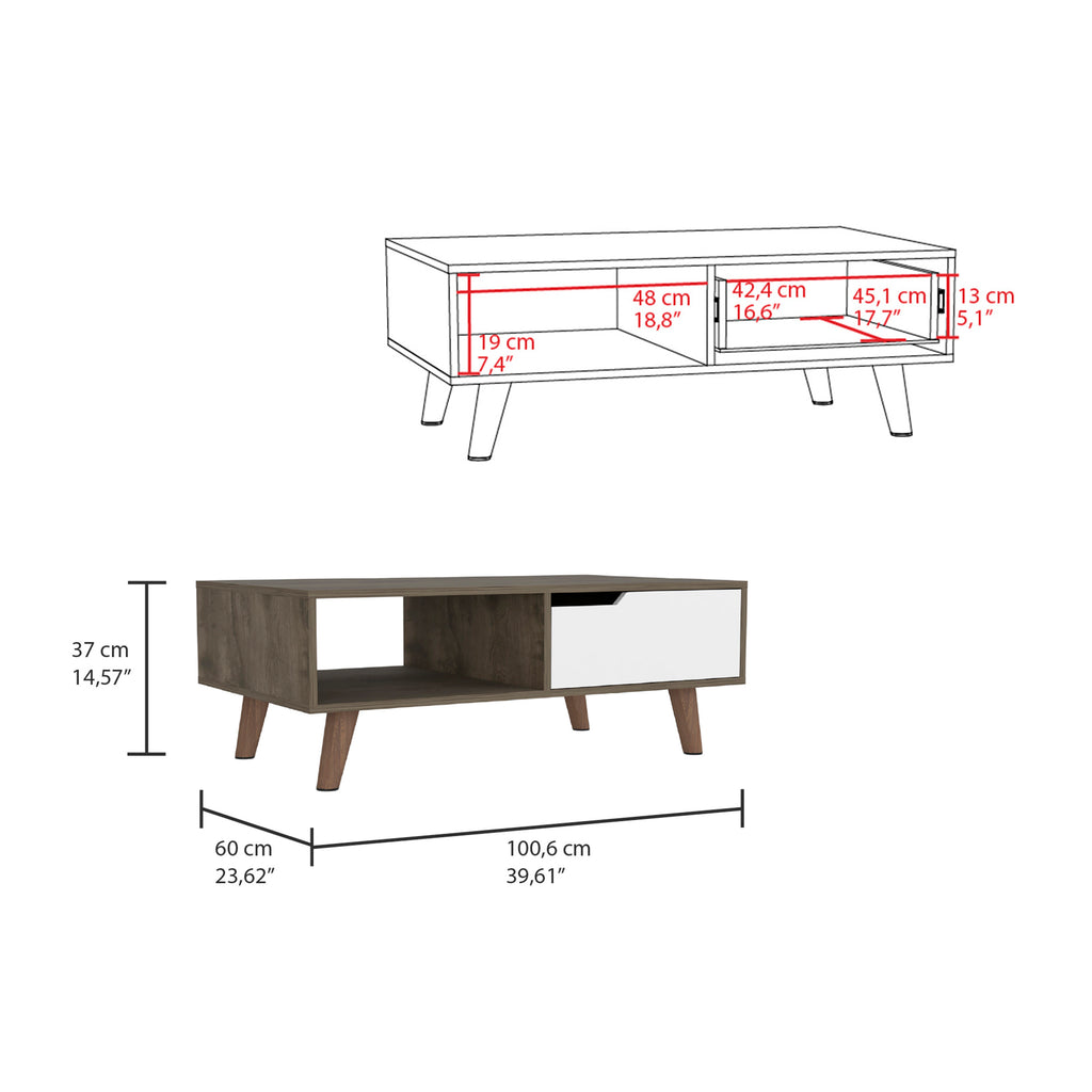 Leoglint Oslo Coffee Table 2.0, One Drawer, Four Legs