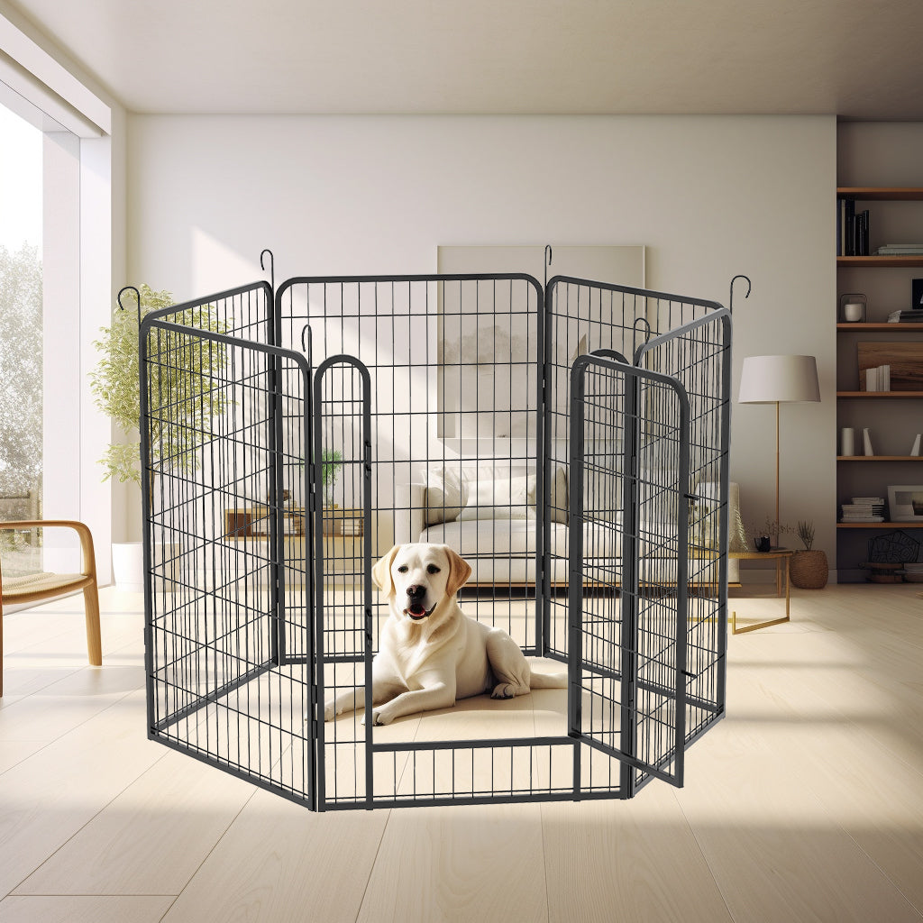 Leoglint 6 Panels Heavy Duty Metal Playpen with door,39.37"H Dog Fence Pet Exercise Pen for Outdoor, Indoor