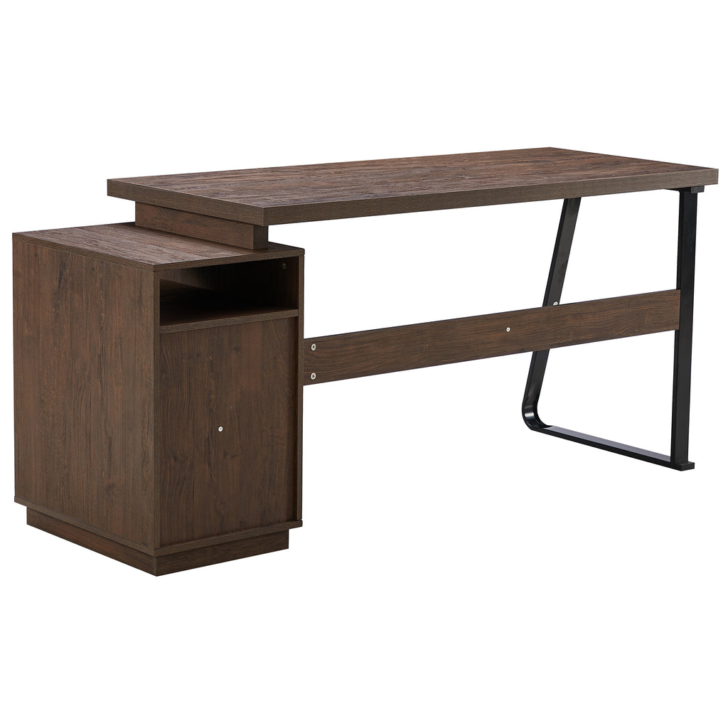 Leoglint Home Computer Office Desk with Drawers/Hanging Letter-size Files, 65 inch Writing Study Table with Drawers