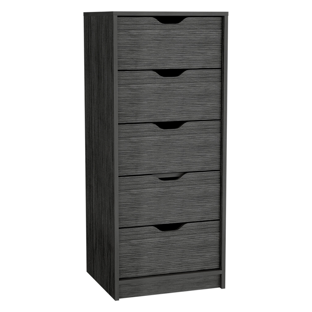 Leoglint Drawer Chest Dresser 42H" 5 Drawers Narrow Dresser, Slim Storage Chest of Drawers, Bedroom, Smokey Oak