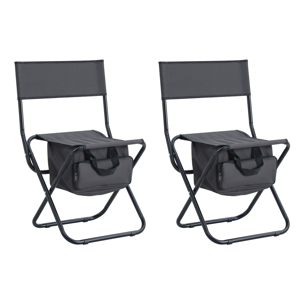 Leoglint 2-piece Folding Outdoor Chair with Storage Bag, Portable Chair for indoor, Outdoor Camping, Picnics and Fishing,Grey