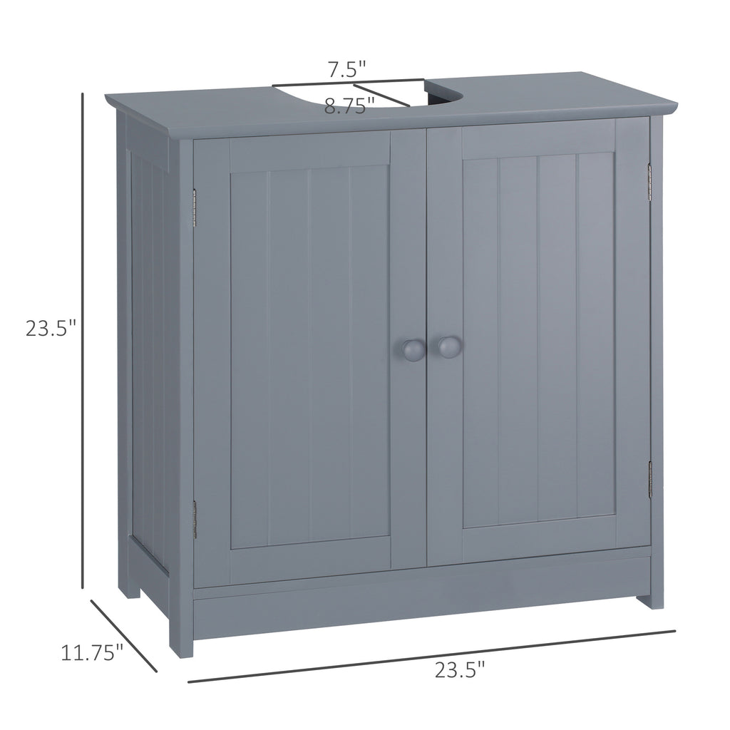 Leoglint Under Sink Bathroom Cabinet with 2 Doors and Shelf, Pedestal Sink Bathroom Vanity Cabinet, Gray