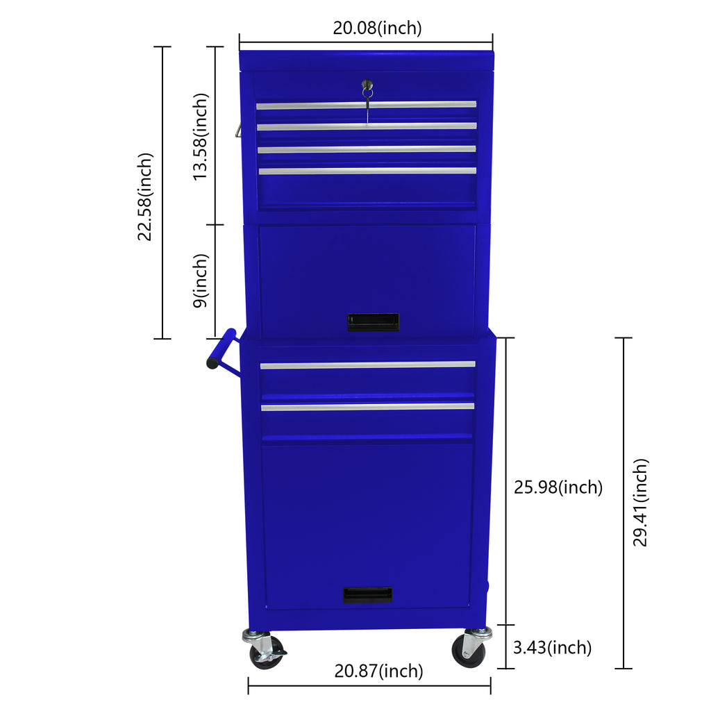 Leoglint High Capacity Rolling Tool Chest with Wheels and Drawers, 6-Drawer Tool Storage Cabinet--BLUE