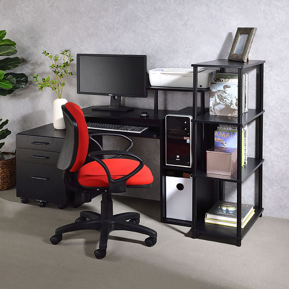 Leoglint Black Bookshelf with 4 Shelf