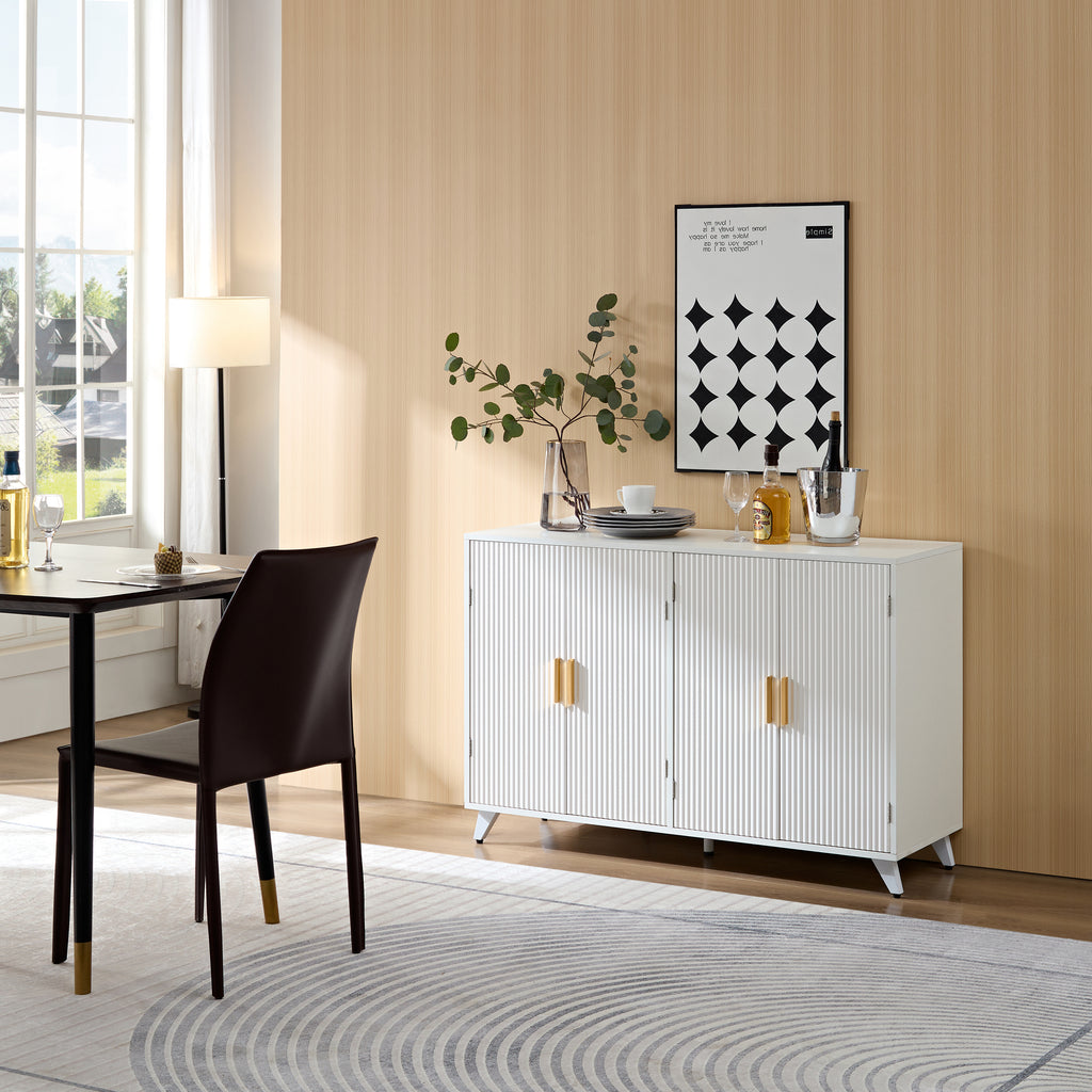 Leoglint Sideboard Buffet cabinet with 4 doors and removable shelves, for living room, dining room, ivory white