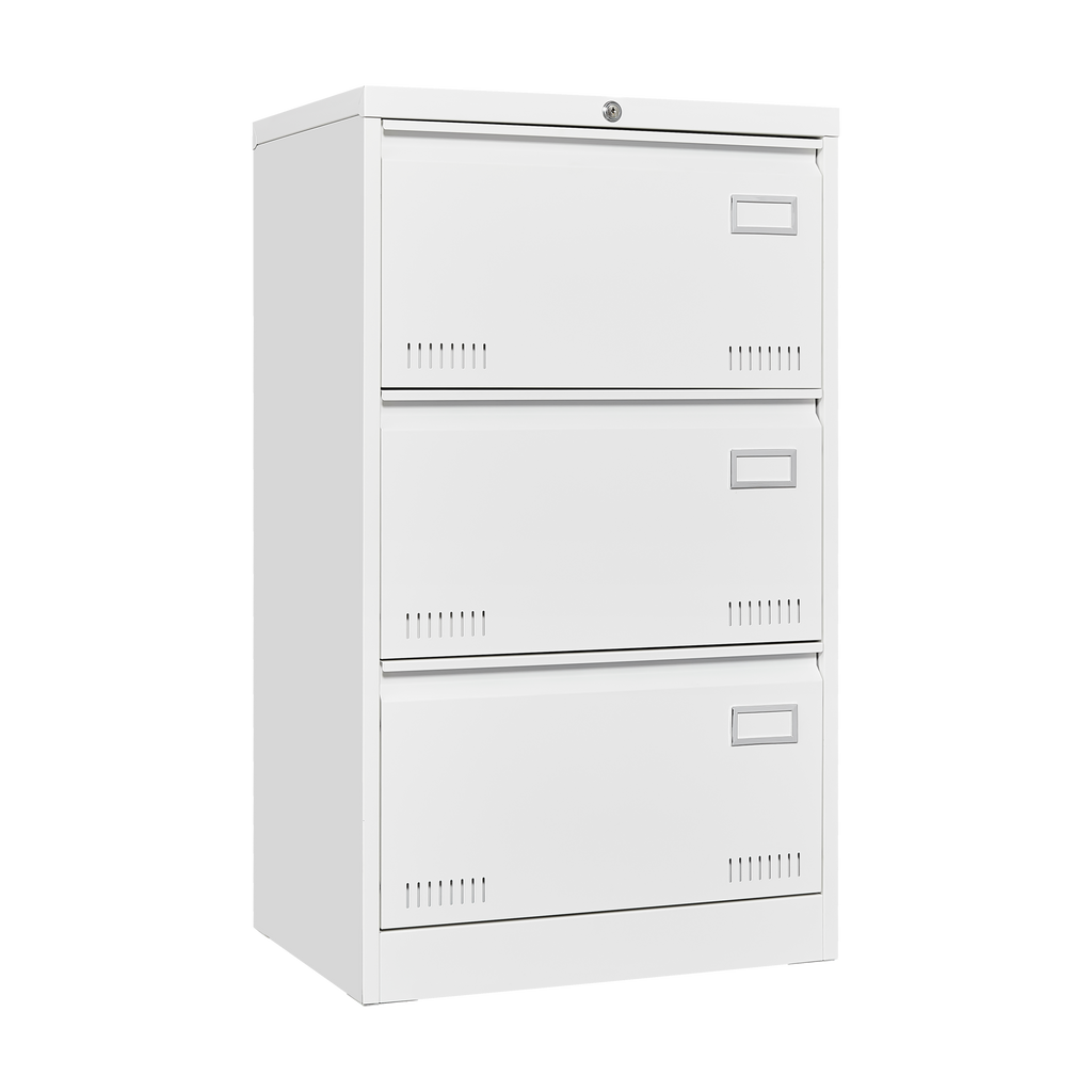 Leoglint Filing Cabinet Lateral File Cabinet 3 Drawer, White Filing Cabinets with Lock, Locking Metal File Cabinets Three Drawer Office Cabinet for Legal/Letter/A4/F4 Home Offic