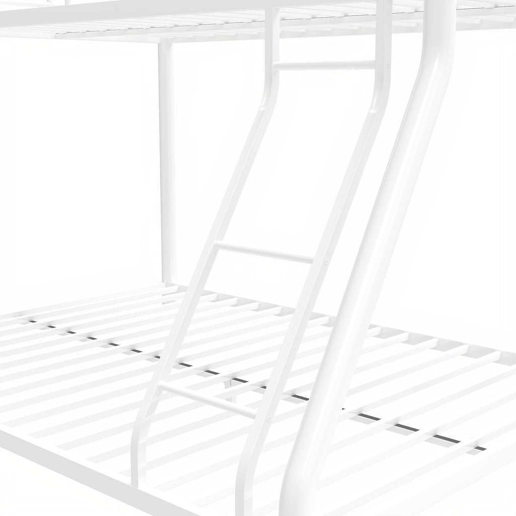 Leoglint Metal Bunk Bed Frame Twin Over Full Size with Removable Stairs, Heavy Duty Sturdy Frame with 12" Under-Bed Storage for Teen & Adults, Teens, No Box Spring Needed, White