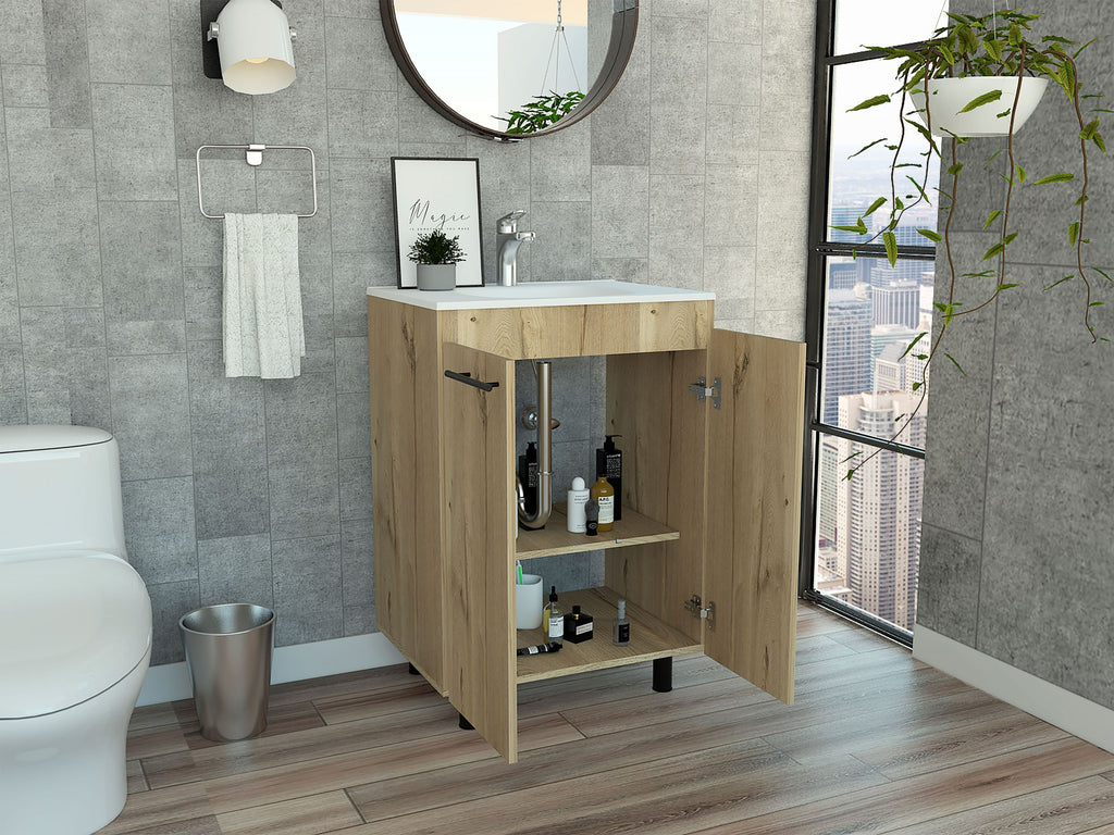 Leoglint Floor Cabinet Oxnard, Bathroom Vanity, Light Oak