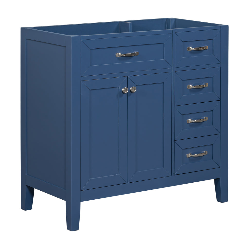 Leoglint 36" Bathroom Vanity without Sink, Cabinet Base Only, Bathroom Cabinet with Drawers, Solid Frame and MDF Board, Blue