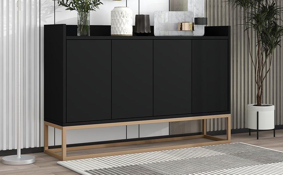 Leoglint TREXM Modern Sideboard Elegant Buffet Cabinet with Large Storage Space for Dining Room, Entryway (Black)