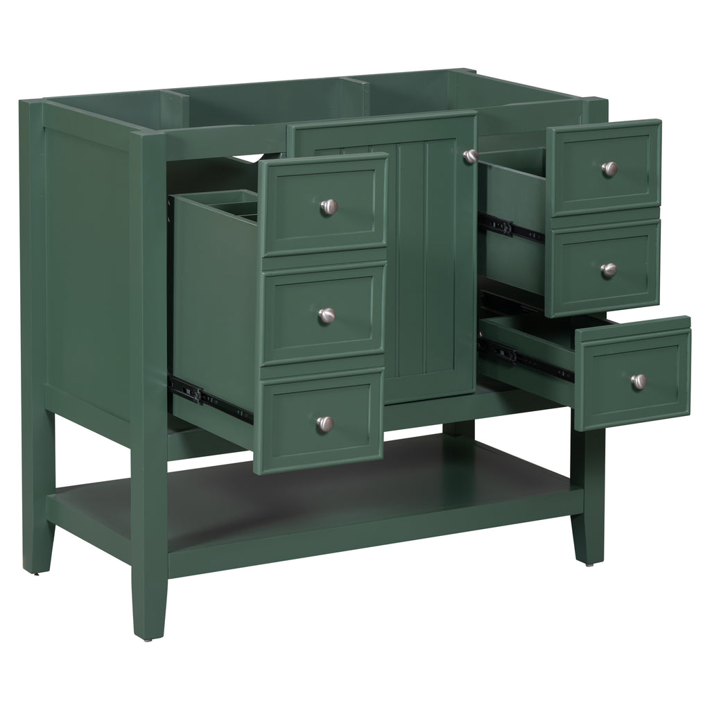 Leoglint 36" Bathroom Vanity without Sink, Cabinet Base Only, One Cabinet and three Drawers, Green