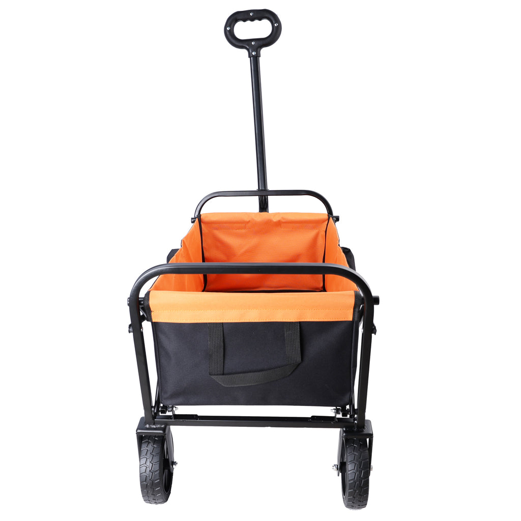 Leoglint Garden cart Mini Folding Wagon Garden Shopping Beach Cart (brake+orange+black)