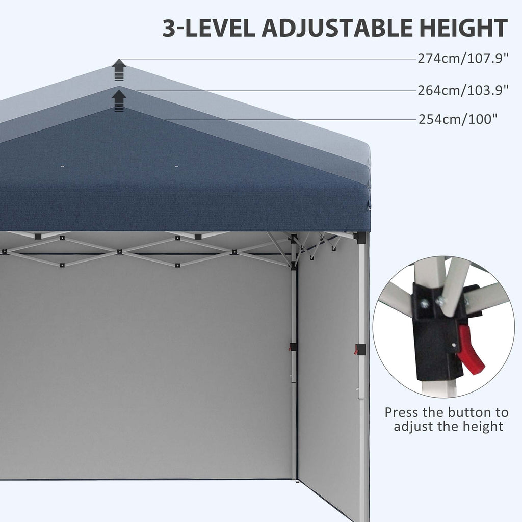 Leoglint  Outdoor Umbrella 10' x 10' Pop Up Canopy Tent with 3 Sidewalls, Leg Weight Bags and Carry Bag, Height Adjustable, Instant Party Tent Event Shelter Gazebo for Garden, Patio, Navy Blue