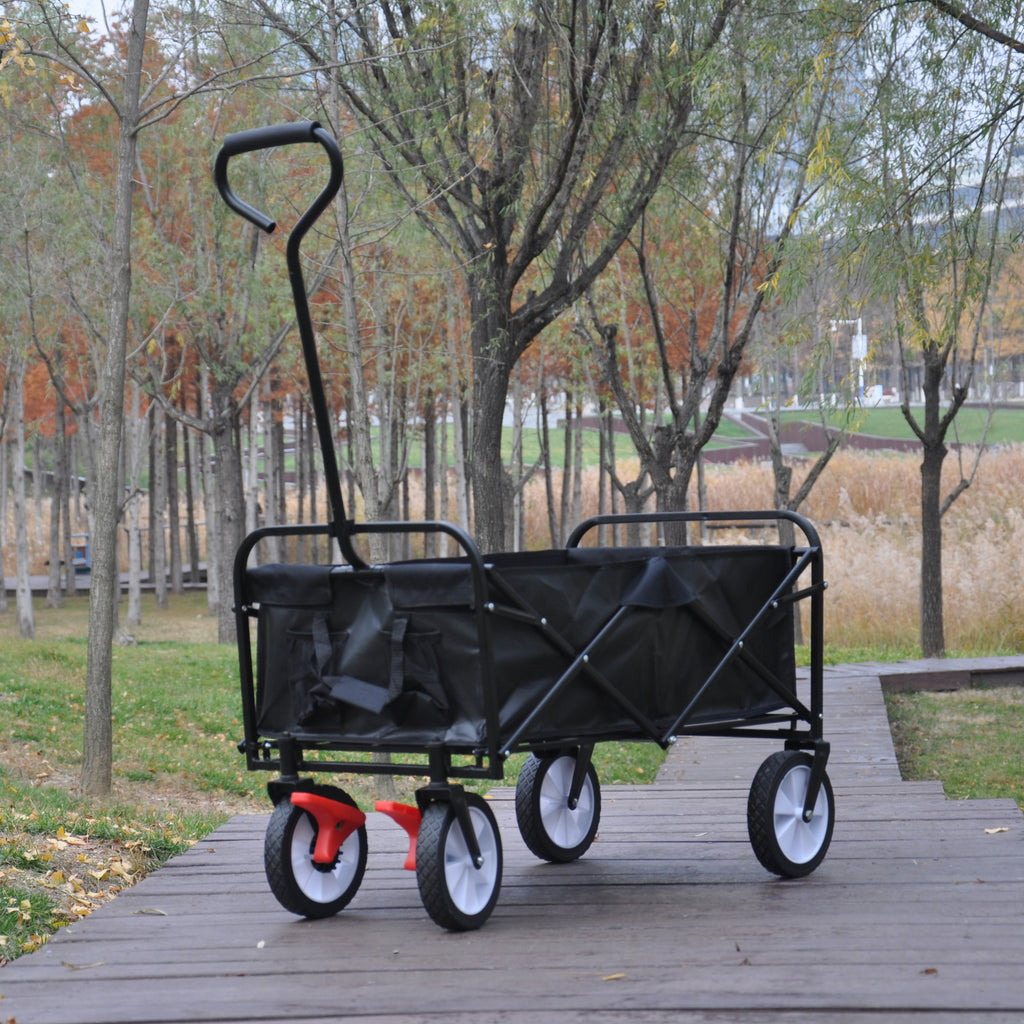 Leoglint Garden cart Folding Wagon Garden Shopping Beach Cart (black)