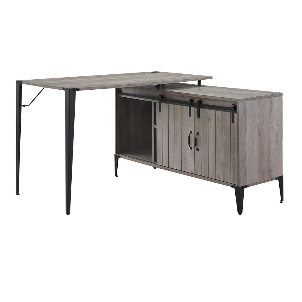 Leoglint ACME Zakwani Writing Office Desk, Gray Oak & Black Finish OF00009