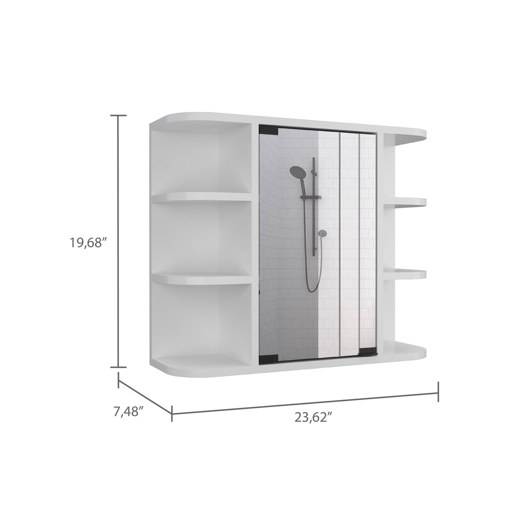 Leoglint Roseburg 6-Shelf Medicine Cabinet with Mirorr White