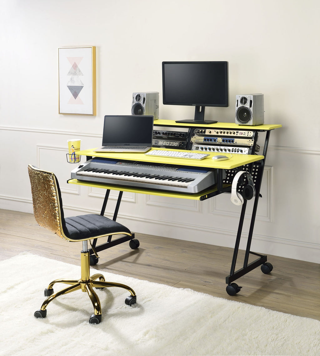 Leoglint ACME Suitor Computer Office Desk, Yellow & Black 92904