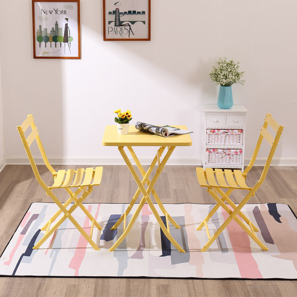 Leoglint 3 Piece Patio Bistro Set of Foldable Square Table and Chairs,Outdoor Chair, Yellow