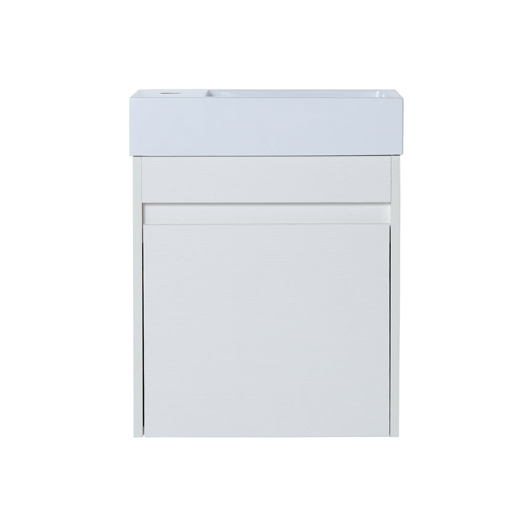 Leoglint 18'' Floating Wall-Mounted Bathroom Vanity with White Resin Sink & Soft-Close Cabinet Door