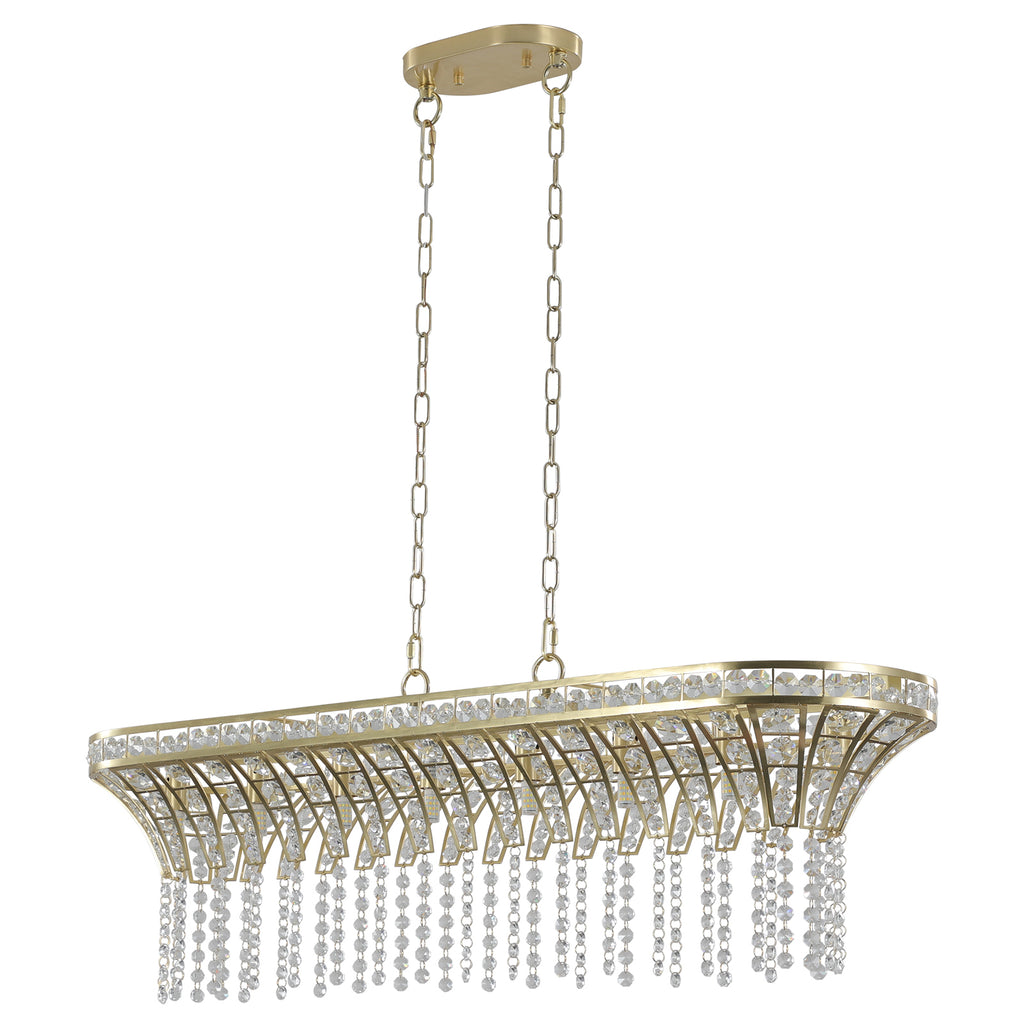 Leoglint Pendant Modern Champagne Gold Kitchen Island Light - Oval Crystal ceiling chandelier