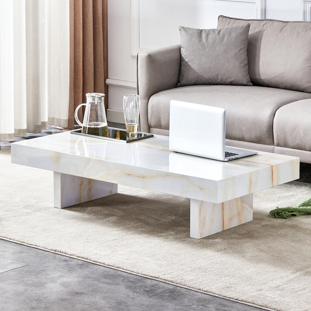 Leoglint A modern and practical coffee table with imitation marble patterns, made of MDF material. The fusion of elegance and natural fashion 47.2"* 23.6"* 12 "