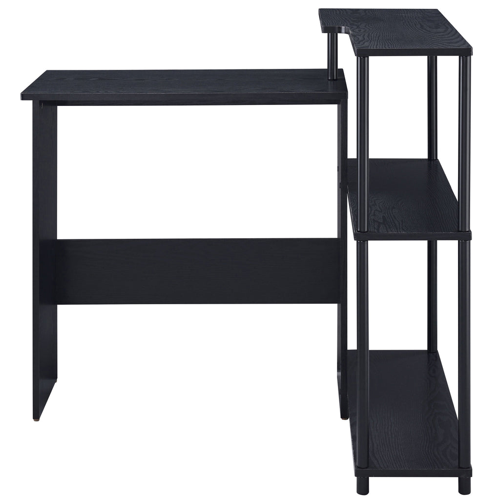 Leoglint Black Office Desk with Bookshelf